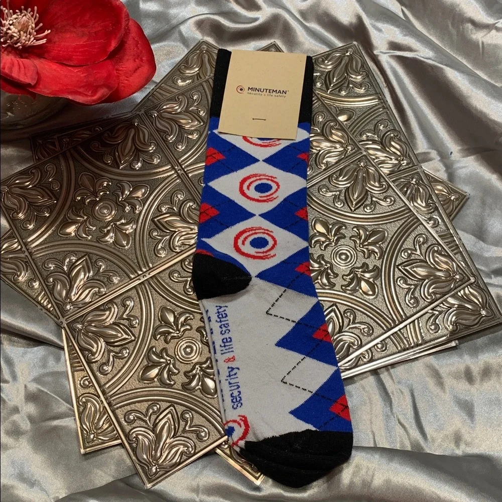 🌹SOCK CLUB “MINUTEMAN” • Red Blue and Black FINEST COTTON Men's Socks - NWT